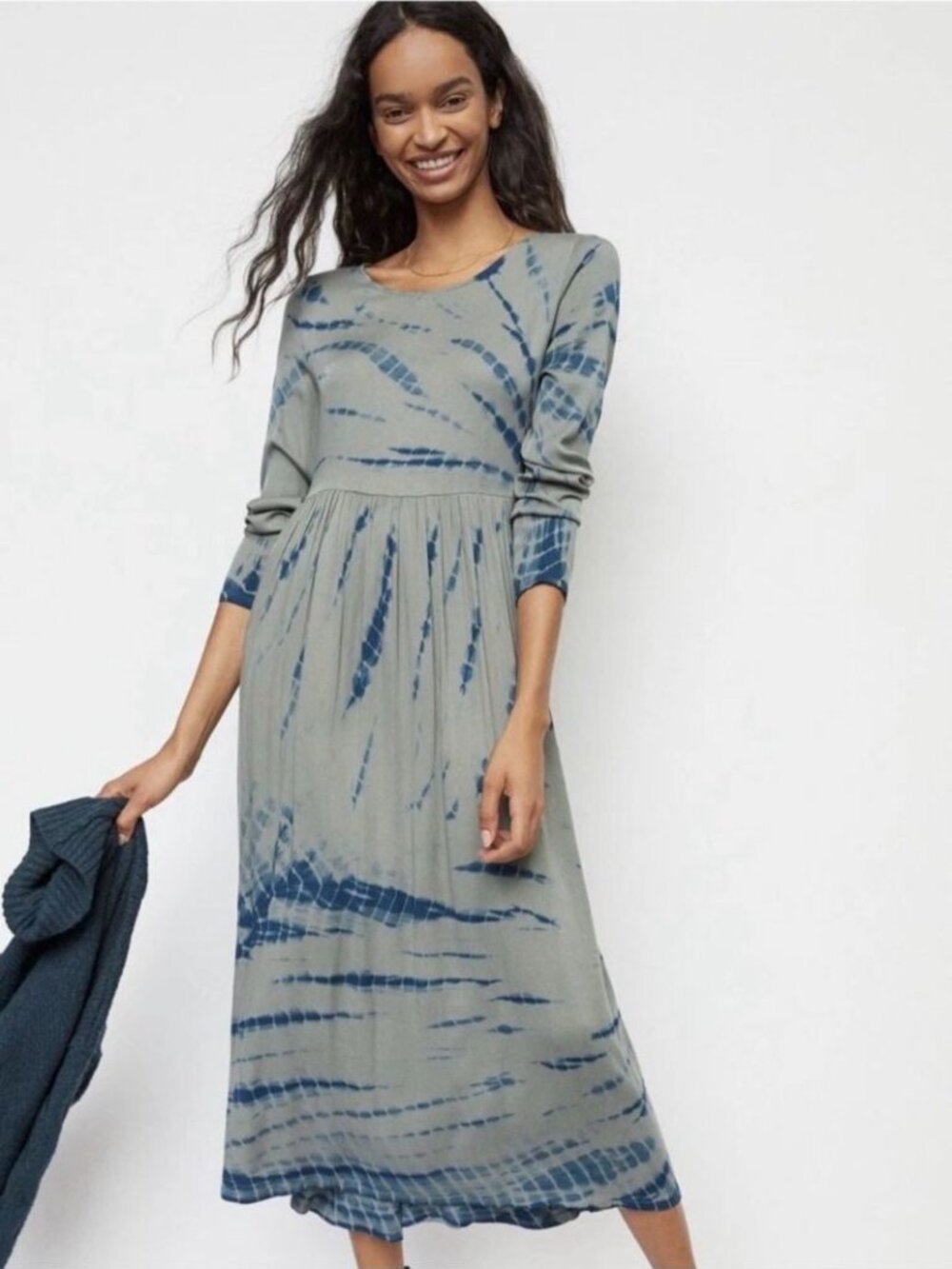 Anthropologie Dolan Tie Dye Dress in Sage and Navy Blue Size XS